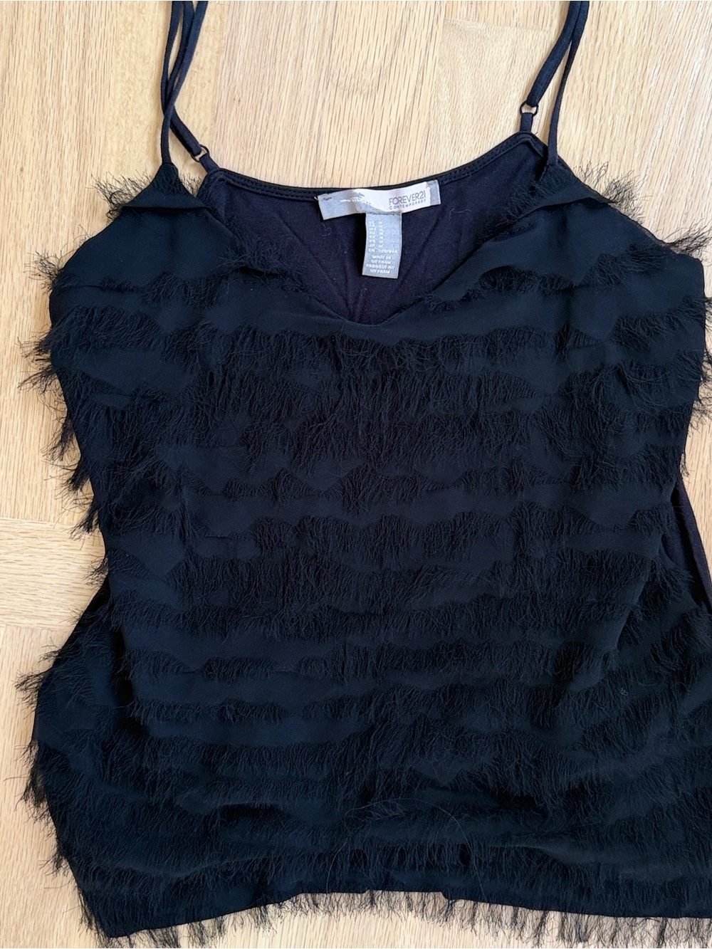 Forever 21 Black Fringe Detail y2k StylCami Top, size M
